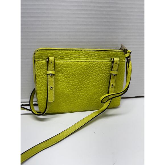 Vince Camuto Lime Green Gold Pebbled leather Crossbody Bag Purse - Picture 1 of 8